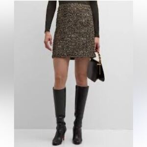 J.Jill Tweed Skirt A-Line Brown Wool Blend Lined Preppy Frayed Hem Size 12